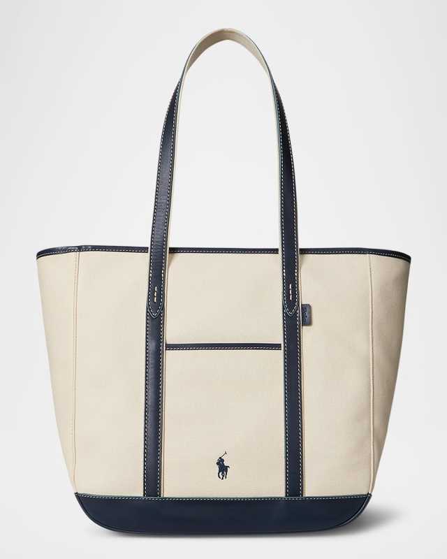 Canvas and Leather Medium Tote Bag